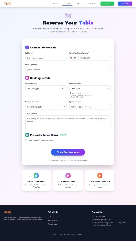 Reservation Page